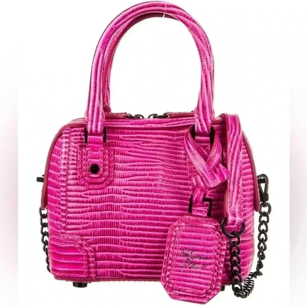 Alicia + Olivia pink embossed leather crossbody handbag